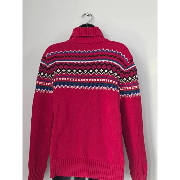 Lauren Ralph Lauren Women's Sweater Size XL Red Shawl Collar Fair Isle Toggle - Picture 5 of 15
